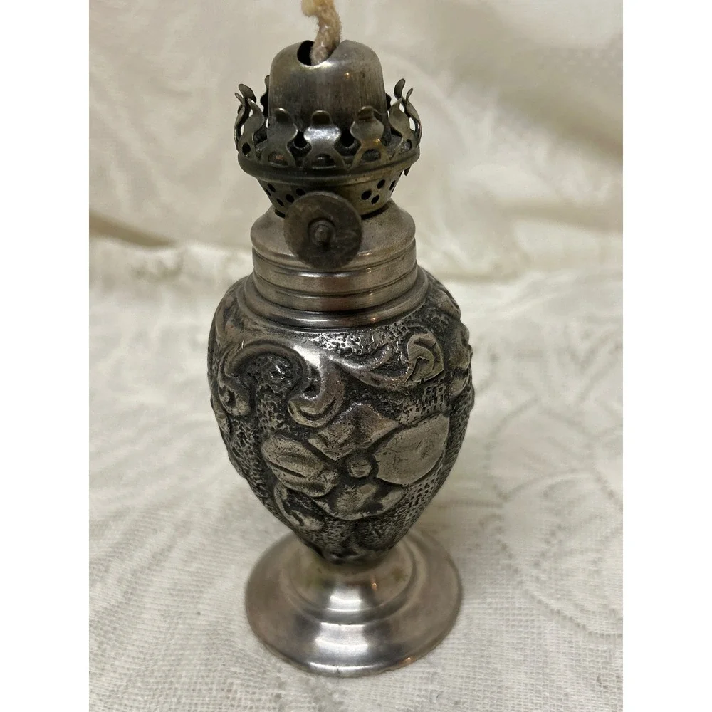 Restoration Hardware‎ Miniature Oil Lamp Floral Pattern Decor India Peeter